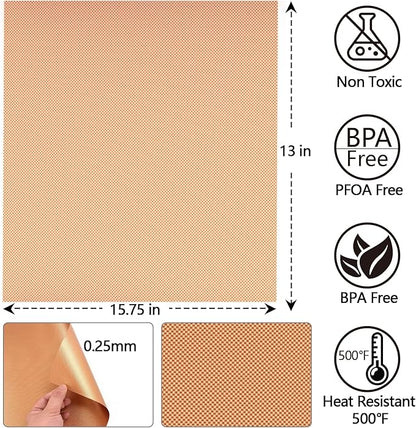 Copper Grill Mats for Ourdoor Grill Set of 6,Heavy Duty Non-Stick BBQ Grill Mats,Reusable & Easy to Clean for Gas,Charcoal & Electric Grills-15.75 x 13 Inch
