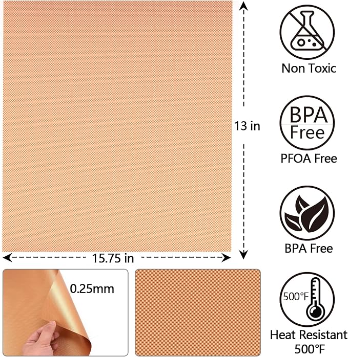 Copper Grill Mats for Ourdoor Grill,Set of 7 Heavy Duty Grilling Mats,100% Non-Stick BBQ Grilling Sheets,Easy to Clean BBQ Grill Accessories-Works on Gas Charcoal and Electric BBQ,15.75 x 13 Inch