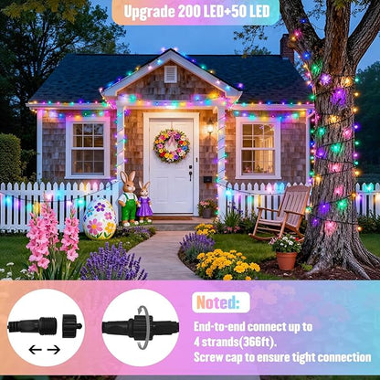 JMEXSUSS 250LED Easter Lights Indoor Outdoor Decorations, Connectable Pastel-Colored String Lights for Easter Christmas Tree Bedroom Patio Holiday Decoration