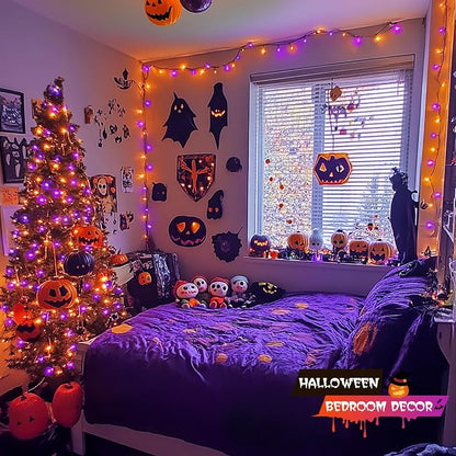 JMEXSUSS 500 LED Orange and Purple Halloween Lights with Remote | 173ft Halloween String Lights Outdoor Waterproof, 8 Modes Christmas Tree Light Plug in for Party House Indoor Decor