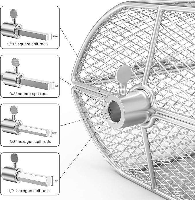 only fire Universal Stainless Steel Rotisserie Grill French Fries Basket Fits for Any Gas Grill