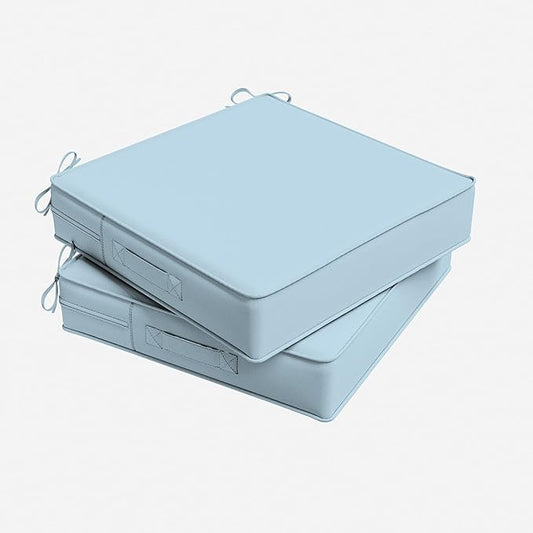 Outdoor Chair Cushion 19 x 19 x 4 Inches Patio Furniture Outdoor Waterproof Seat Cushion, Patio Chair Cushion with Handles and Ties, Square Dining Chair Cushion Set of 2, Sky Blue
