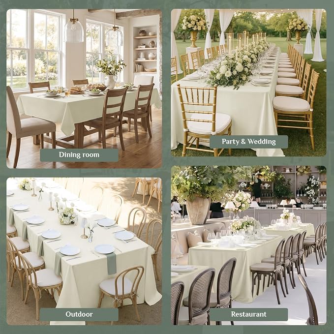 Softalker Rectangle Tablecloth, Waterproof Table Cloths Wrinkle Free Fabric Washable Polyester Table Cover for Dining Tables Party Outdoor Camping Parties - 52 x 70 inch, Ivory