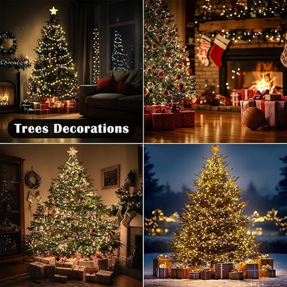 Firecracker Fairy Lights,33FT 300Leds Waterproof Twinkle Lights Plug in,8 Modes Remote String Light for Indoor Outdoor Christmas Wedding Birthday Patio Garden Decor,Green Wire,Warm White