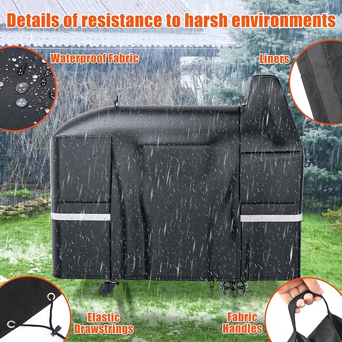 Grisun Grill Cover for Pit Boss Austin XL, Rancher XL, 1000/1100/1150 Series - 1000C, 1000D3, 1000SC, 1000SC2, 1000SQ,1000T4, 1100 Pro, 1150 Pro, 600D Anti-Fade Waterproof Pellet Grill Cover