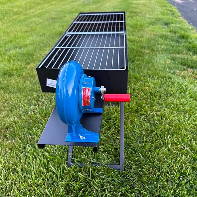 Heavy Duty Charcoal BBQ Grill with Fan & Lid – Portable Outdoor Barbecue Grill, Folding Stand, Metal Charcoal Grill for Camping, Backyard, Picnic (Large)