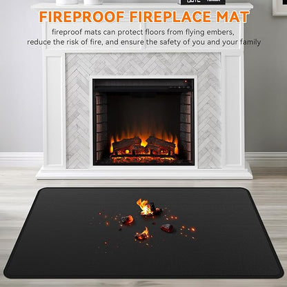 Fireplace Mat Fireproof, 48 x 30 Inch Hearth Rugs for Fireplaces Fire Resistant, Indoor Fire Pit Wood Stove Pads, Outdoor Under Grill Mats, Protect Floors and Decks from Sparks Embers