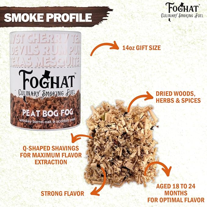 Cocktail Smoker Wood Chips - 14oz Peat Bog Fog Shavings for Smoker, Whiskey & Drink Infuser Kit - All Natural, Culinary Wood Smoking Chips for Hand held Cocktail Smoke Gun & Drink Smokers