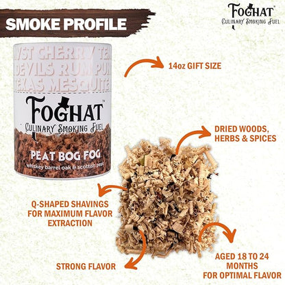 Cocktail Smoker Wood Chips - 14oz Peat Bog Fog Shavings for Smoker, Whiskey & Drink Infuser Kit - All Natural, Culinary Wood Smoking Chips for Hand held Cocktail Smoke Gun & Drink Smokers