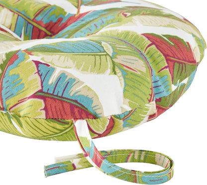Greendale Home Fashions 15-inch Outdoor Round Bistro Seat Cushion, Set of 2, Tropical Multi 2 Count