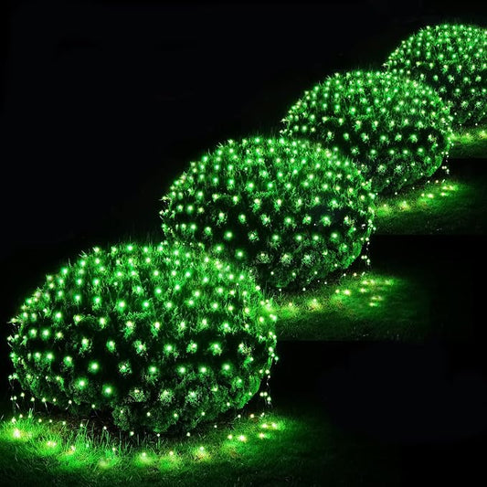 Pooqla Green Net Lights, 21x 5ft Halloween Bush Lights Outdoor Green Wire | 360 LED Large Net Mesh Lights Plug in, 8 Modes Waterproof Connectable Bushes Lights for Christmas Hedge Yard Decor