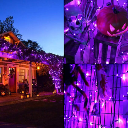 Brizled LED Halloween Lights Indoor Outdoor Twinkle Purple Light String | 240 LED 95.14ft; 8 Mode; Connectable; Timer; Waterproof; Plugin Mini Halloween Light for Outside Spooky Porch Yard Tree Party