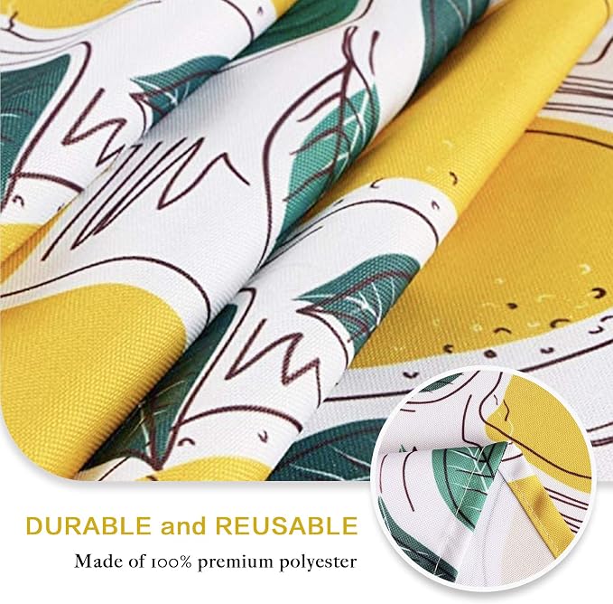 UMINEUX 60" Outdoor Round Tablecloth with Umbrella Hole and Zipper | Spring/Summer Waterproof Round Patio Table Cover for Picnic/BBQ/Garden, Lemon