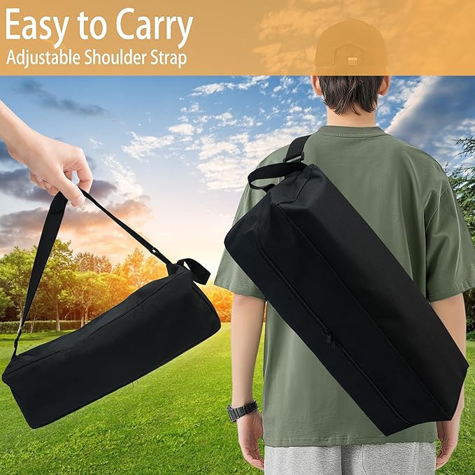 Grill Accessory Storage Bag, Tool Storage for Outdoor Grilling Utensil Holder with Inner Mesh Pockets and Magic Tape, Black Hardware BBQ Tools Storage Container for Camping Hiking Barbecue