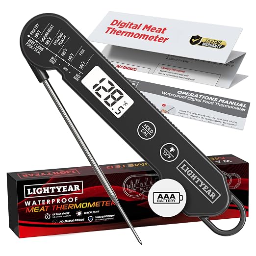 Lightyear Digital Meat Thermometer – Instant Read for Grilling | Cooking thermometer for meat, BBQ and grilling – grilling thermometer, food thermometer, waterproof meat temp probe