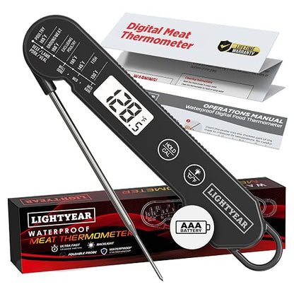 Lightyear Digital Meat Thermometer – Instant Read for Grilling | Cooking thermometer for meat, BBQ and grilling – grilling thermometer, food thermometer, waterproof meat temp probe