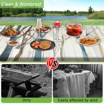 JAWO Picnic Table Cover with Bench Covers, Forest Camping RV Essentials Gear Supplies Outdoor Waterproof Windproof Tablecloth with Elastic, 72in