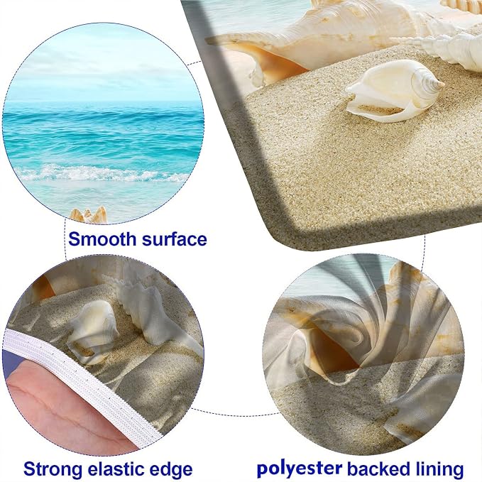 Sea Starfish Shell Picnic Table and Bench Fitted Tablecloth Cover, Ocean Summer Starfish Shell Outdoor Table Cover, 72X28 Inch, 3 Pieces Set, Rectangle Fitted Tablecloth for Camping Patio Park Use