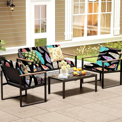 8Pcs Patio Cushion Covers, Outdoor Stretch Cushion Covers, Washable | Stretch Fit, Replacement, Washable and Reusable Furniture Protectors, Fits most patio furniture cushion covers, Cover Only