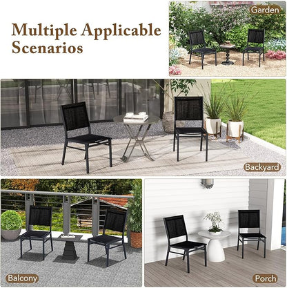 Giantex Outdoor Patio Dining Chair, Armless Dining Chair with Breathable Fabric Seat & Backrest, Heavy Duty Aluminum Frame, Outside Lightweight Patio Chairs for Porch Balcony Garden Yard Poolside