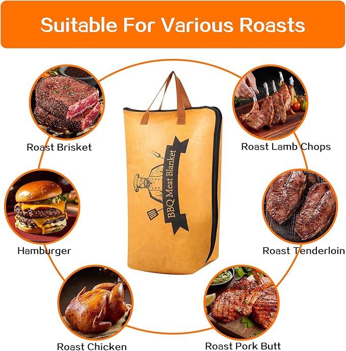 BBQ Blanket for Resting Meat, Meat Resting Blanket for Grilling Accessories, Reusable Smoker Grilling Meat Insulated Resting Bag, BBQ Accessories for Large Brisket, Gifts for Men, Dad (23 Inch)