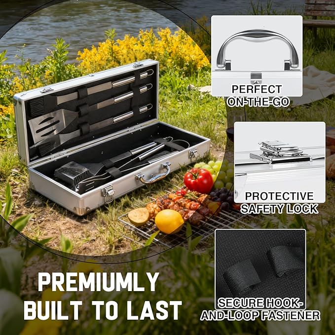 Grandpa Gifts for Fathers Day - Heavy Duty BBQ Grilling Accessories Kit for Outdoor Grill - Best Grandpa Gifts for Birthday Christmas