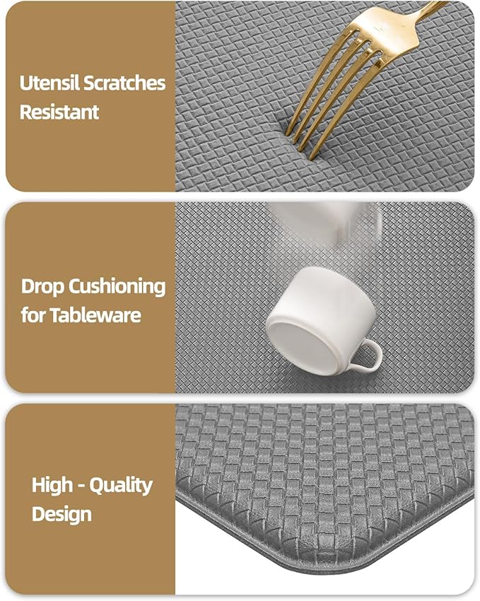 Color&Geometry Anti Fatigue Cushion Kitchen Mat for Floor -17"x79",Long,Easy Clean, Water & Oil Proof, Anti Slip, Foam Rubber Runner Rug for Front Sink Comfort Standing,Grey
