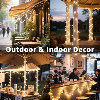 49FT 150 LED Christmas Lights Outdoor Waterproof, Timer & Memory Function, 8 Modes Warm White String Lights Plug in Twinkle Lights for Xmas Tree Holiday Garden Indoor Party Decor