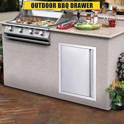 GarveeLife BBQ Access Door 17W x 24H Inch, Outdoor Kitchen Doors with Weatherproof 304 Stainless Steel Built in Single Access Doors for Outside Kitchen Commercial Grilling BBQ Island Barbeque Station