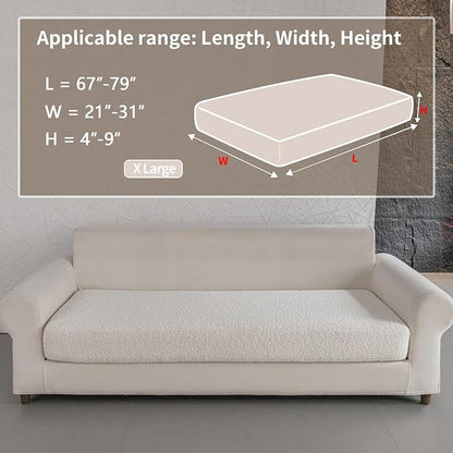 OHSIO Couch Cushion Covers for Sectional Sofa, Stretch Soft Sofa Slipcovers Washable Wear-Resistant Universal Furniture Protector for Living Room(1 Piece Oversized Cover, Ivory)