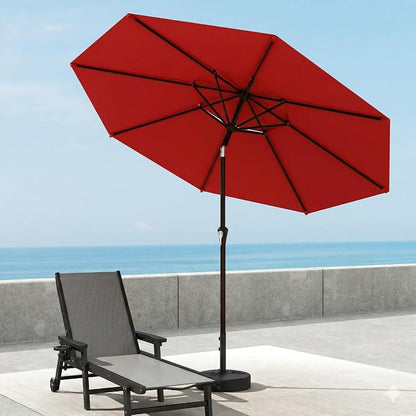 10FT Patio Umbrella, 2 Tier Outdoor Table Umbrella, Large Vented Market Umbrellas with Push Button Tilt and Crank, 8 Sturdy Ribs for Backyard, Deck, Pool, UPF50+ UV Protection