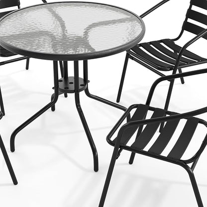 Flash Furniture 31.5 in Aluminum Round Table, Black | Durable Construction, Commercial Use