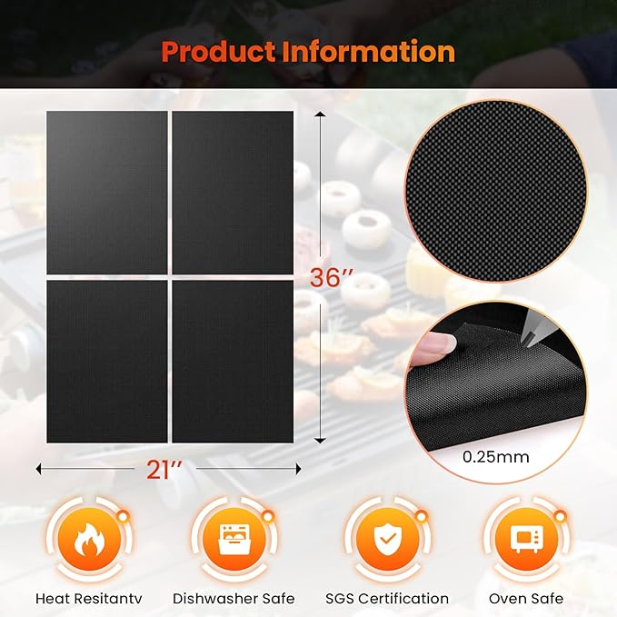 Blackstone Griddle Accessories – Custom Nonstick Griddle Mat for 36 Inch Blackstone Griddle, 2 Pack Reusable Liner to Protect Griddle | Blackstone Accessories for Outdoor Cooking & Easy Cleanup