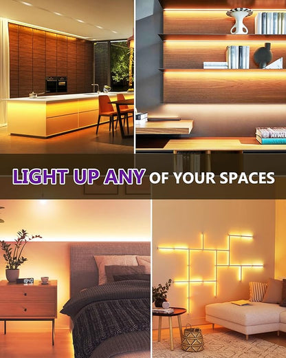 HitLights COB LED Strip Lights Warm White, 12V Tape Light 2700K 16.4ft, 2640 LEDs, 426 lm/ft, CRI 90+, IP30, Premium High Density Lighting for Kitchen, Cabinets, UL Listed (Power Source Not Included)