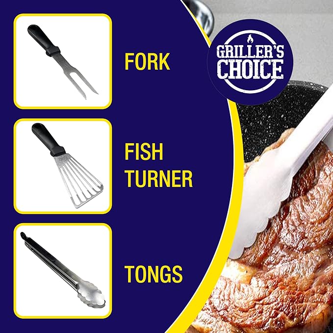 Grillers Choice 32 Piece Griddle Accessories Set Metal Spatulas - Commercial Heavy Duty Stainless Steel,Flat Top,Grill,Indoor-Outdoor,Hibachi,BBQ Grilling Utensils- Designed by Chef and BBQ Judge