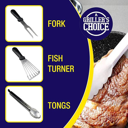 Grillers Choice 32 Piece Griddle Accessories Set Metal Spatulas - Commercial Heavy Duty Stainless Steel,Flat Top,Grill,Indoor-Outdoor,Hibachi,BBQ Grilling Utensils- Designed by Chef and BBQ Judge