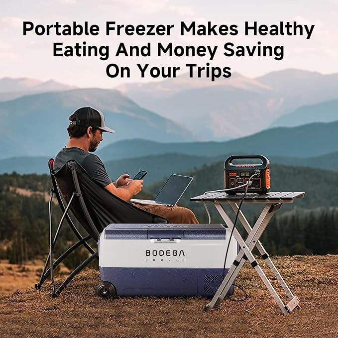BODEGACOOLER 12 Volt Car Refrigerator,38 Quart Portable Freezer,Car Fridge Dual Zone APP Control,36L -4℉-68℉ Electric Compressor Cooler 12/24V DC and 100-240V AC for RV,Travel,Camping,Road Trip