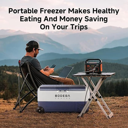 BODEGACOOLER 12 Volt Car Refrigerator,38 Quart Portable Freezer,Car Fridge Dual Zone APP Control,36L -4℉-68℉ Electric Compressor Cooler 12/24V DC and 100-240V AC for RV,Travel,Camping,Road Trip