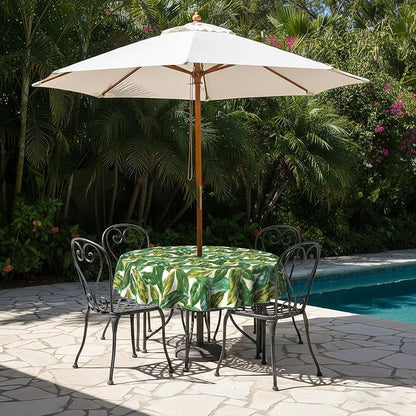 LVTXIII Round Outdoor Tablecloth with Umbrella Hole and Zipper, Water-Repellent 60 Inch Patio Table Cover for Bistro, Garden, Patio & Picnic, Lush Leaf Jungle