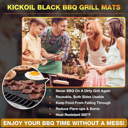 Grill Mats for Outdoor Grill Set of 6 BBQ Grill Mat Non-Stick Reusable Heavy Duty Grilling Mats Teflon Grill Sheets Grill Tools BBQ Accessories for Charcoal Grill Gas Electric Smokers Barbecue Camping