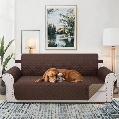 Reversible 4 Seater Sofa Cover 91" Large, Sofa, Chocolate | Couch Cover Furniture Protector with Foam Sticks Elastic Straps Furniture Protector for Pets Children Dog Cat