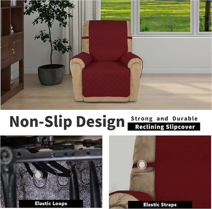 Easy-Going Reversible Couch Cover, Recliner 22 in, Christmas Red/Ivory | Machine Washable Slipcover For Dogs, Water Resistant Furniture Mat For Living Room, Non-Slip Sofa Cover, Pet Friendly