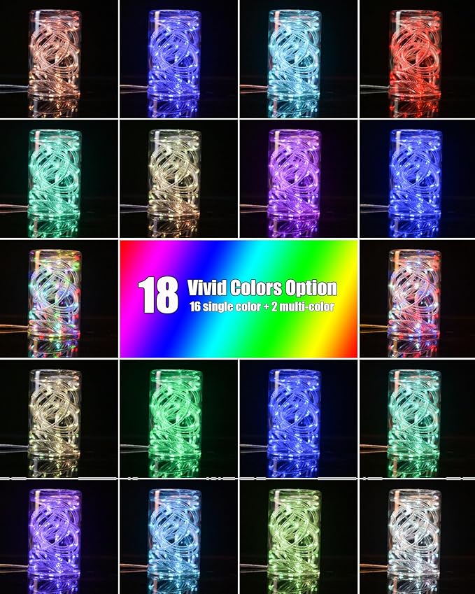66ft 200 LED Waterproof String Lights, Color Changing Outdoor/Indoor Rope Lights Plug in with Remote, 16 Colors & 8 Modes for Garden, Party, Patio, Wedding, Halloween, Christmas Decorations