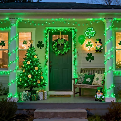 4 Pack St Patricks Day Lights Battery Operated, 50 LEDs 16.5ft Green String Lights Outdoor Waterproof, Green Wire Battery Powered Twinkle Lights for Tree Wreath Christmas St Patricks Day Decorations