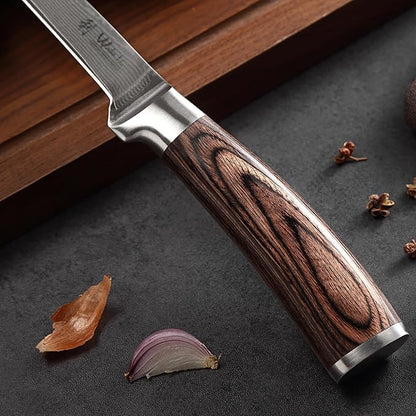 Wakoli EDIB Damascus Boning Knife – 5.7-Inch Precision Blade | Professional Kitchen Knife with VG10 Core, Ergonomic Pakkawood Handle – Ideal for Deboning & Trimming