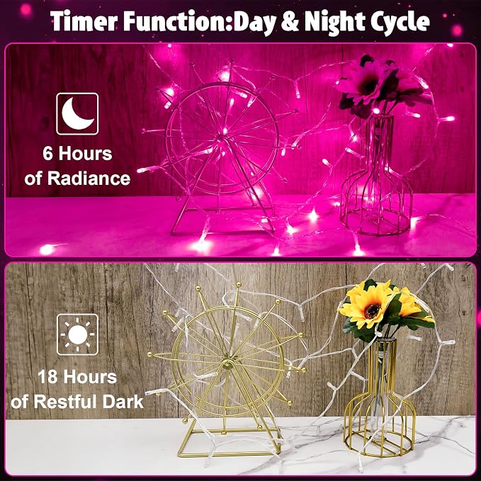 cshare String Lights Outdoor Waterproof 9.8ft 30 LED, Pink Fairy Lights Battery Operated with Timer Clear Wire for Indoor & Outdoor Christmas Valentine's Day Decorations Garland Party Garden