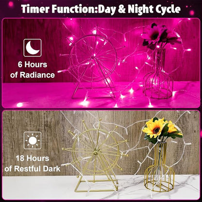 cshare String Lights Outdoor Waterproof 9.8ft 30 LED, Pink Fairy Lights Battery Operated with Timer Clear Wire for Indoor & Outdoor Christmas Valentine's Day Decorations Garland Party2 Packs