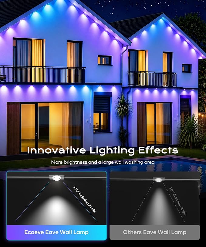 Permanent Outdoor Lights for House,100ft RGB+IC Lights with 16 Million Colors & 50 Scene Modes, App/Remote Control, IP67 Waterproof, DIY Music Sync, for Christmas, Holiday & Party Decor