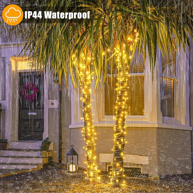 200 LED String Lights Indoor 66FT Warm White Christmas Lights Outdoor | Connectable Twinkle Fairy Lights Plug in 8 Modes Clear Wire for Classroom Xmas Tree Decorations