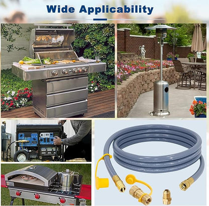 12 Feet 1/2 Inch ID Natural Gas Hose with Quick Disconnect for weber, charbroi, Grill, Pizza Oven, Patio Heater and More NG Appliance, Propane to Natural Gas Conversion Kit - CSA Certified